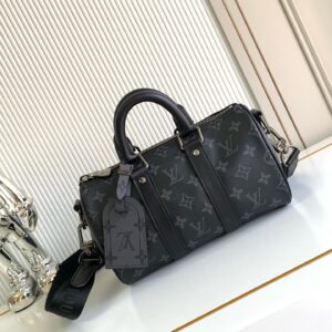 Louis Vuitton Keepall 25 Travel Bag in Monogram Eclipse Reverse Canvas