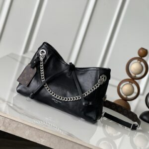 CarryAll BB Handbag in Black Sheepskin Leather and Monogram Canvas