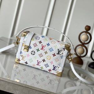 Louis Vuitton Side Trunk MM Handbag in White Monogram Canvas