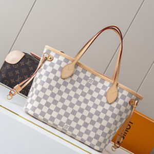 Neverfull Small Tote Bag in Damier Azur Canvas