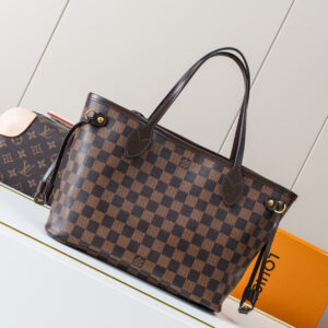 Neverfull Small Tote Bag in Damier Ebene Canvas