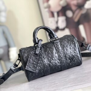 Louis Vuitton Keepall 25 Handbag in Monogram Eclipse Reverse Canvas