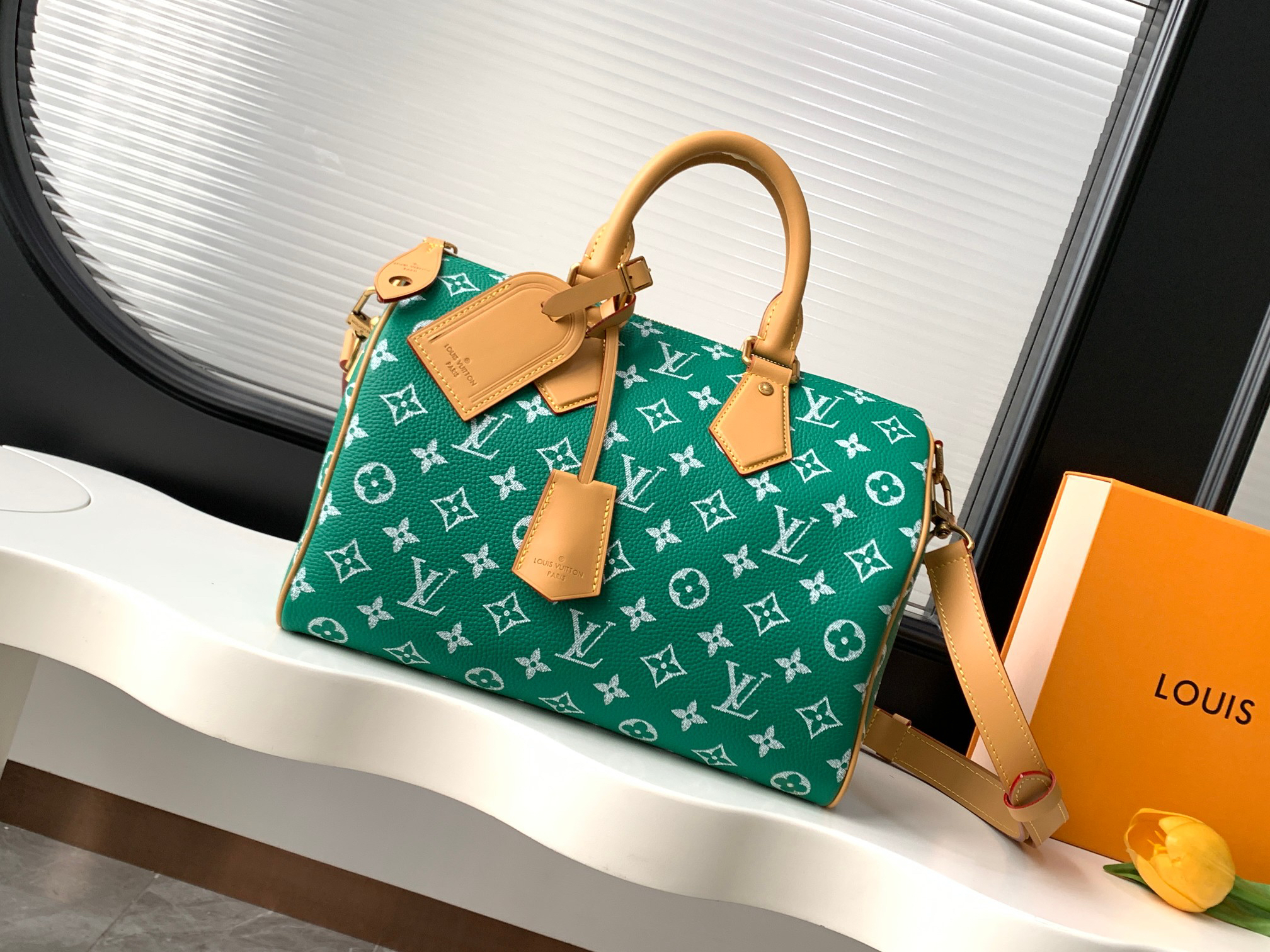 Speedy P9 Bandoulière 30 Green Leather Handbag
