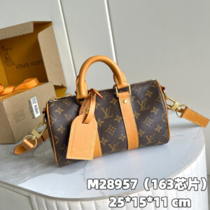 Louis Vuitton Keepall Bandoulière 25 Travel Bag – Monogram Macassar Canvas