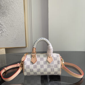Louis Vuitton Nano Speedy Handbag in Damier Azur Canvas