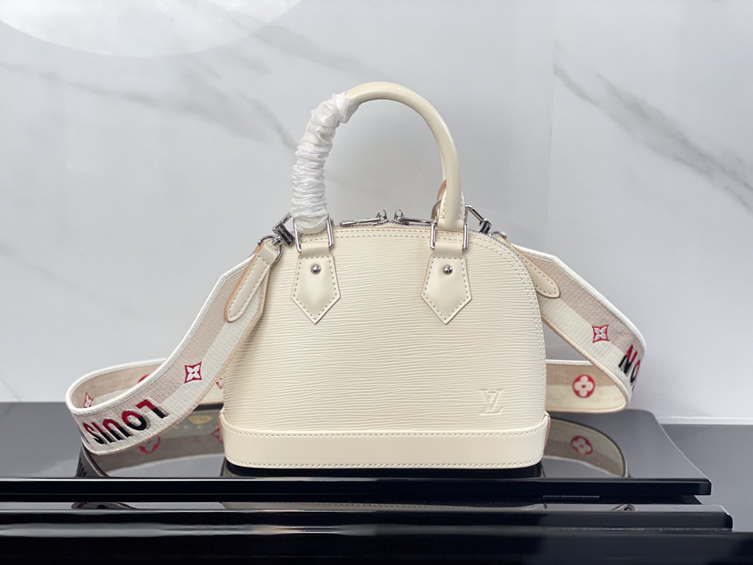 Louis Vuitton Alma BB Crossbody Bag in White Epi Leather