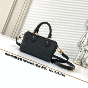 Louis Vuitton Nano Speedy Handbag in Black Monogram Empreinte Leather
