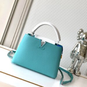 Louis Vuitton Capucines BB Handbag N85830 in Ice Blue and Silver