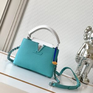 Louis Vuitton Capucines Mini Handbag N85829 in Ice Blue with Silver Hardware
