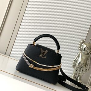 Louis Vuitton Capucines BB Handbag in Deep Black Taurillon Leather