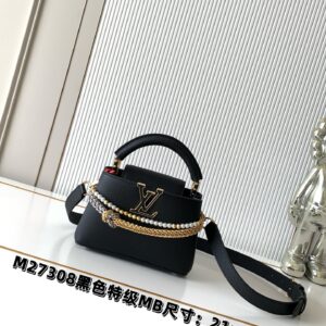 Louis Vuitton Capucines Mini Handbag in Black