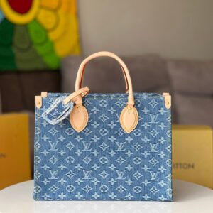 Louis Vuitton Onthego Medium Handbag in Blue Denim