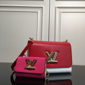 M55683 Red Two-Piece Twin Bag in Wave-Textured Leather