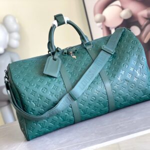 Louis Vuitton Keepall Bandoulière 50 Travel Bag in Dark Green Taurillon Monogram Leather