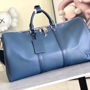 Louis Vuitton Keepall Bandoulière 50 Travel Bag in Monogram Shadow Leather