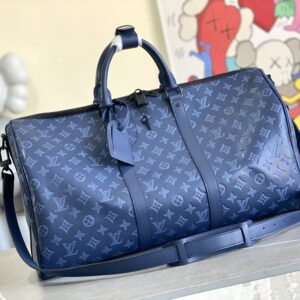 Louis Vuitton Keepall Bandoulière 50 Travel Bag in Monogram Shadow Leather