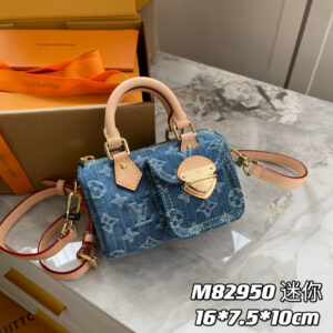 Louis Vuitton Nano Speedy Handbag in Blue Denim