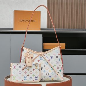 Louis Vuitton CarryAll HL Small Crossbody Bag in White Multicolor Monogram Canvas