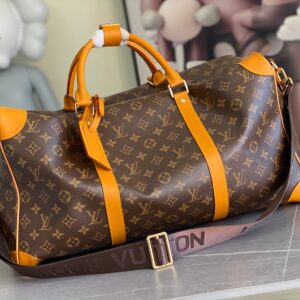 Louis Vuitton Keepall Bandoulière 50 Travel Bag in Monogram Macassar