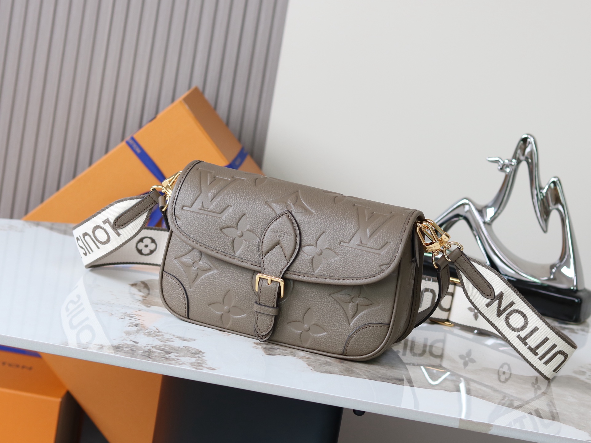 Diane Monogram Empreinte Leather Crossbody Bag - Olive Green