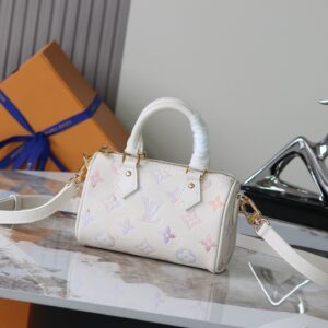 Louis Vuitton Nano Speedy Handbag in Gradient White Leather