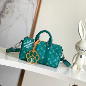 Keepall Bandoulière 25 Shoulder Bag in Green Floral Taurillon Leather