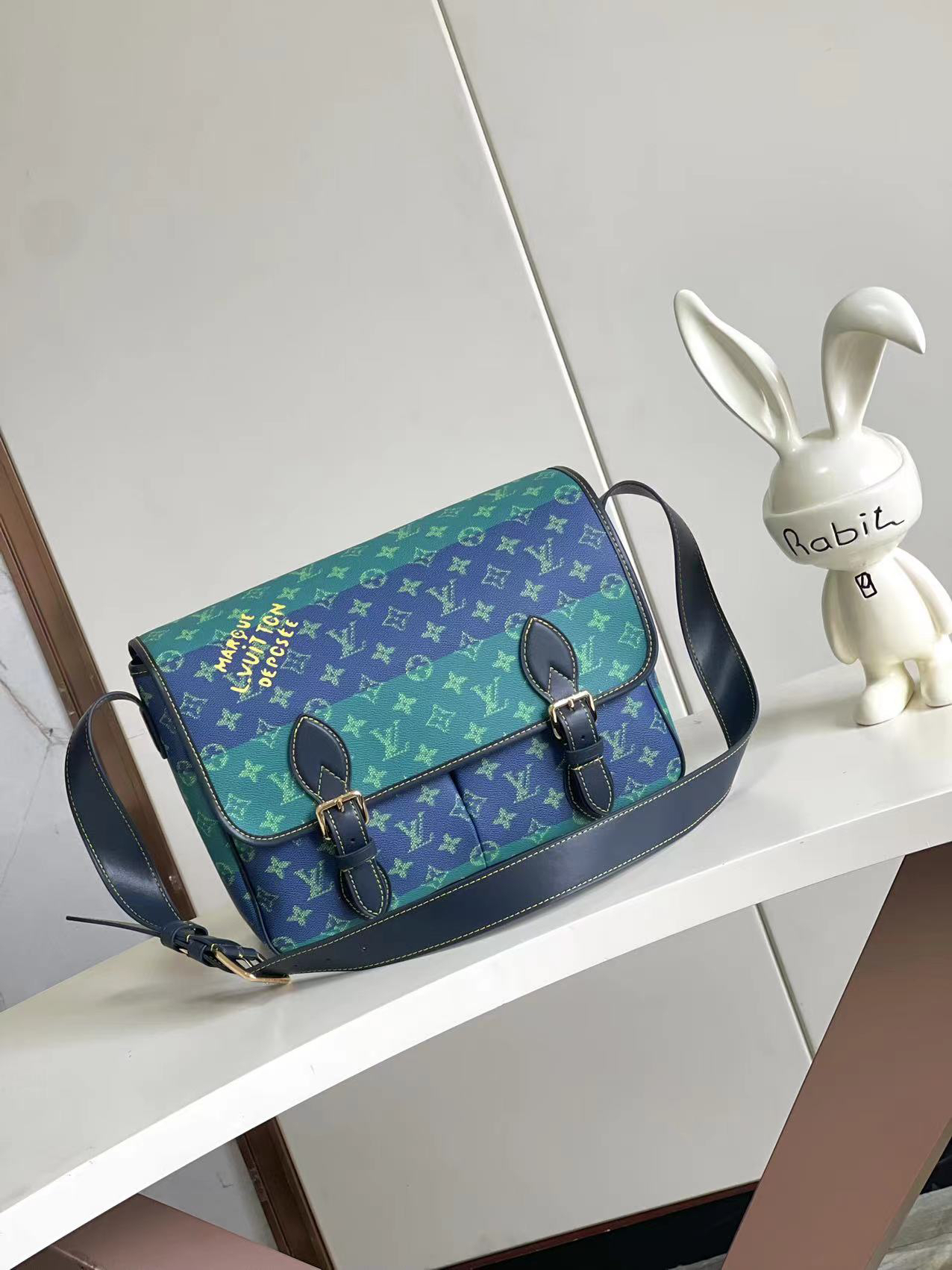 Louis Vuitton Satchel Mailbag in Blue-Green Monogram Canvas