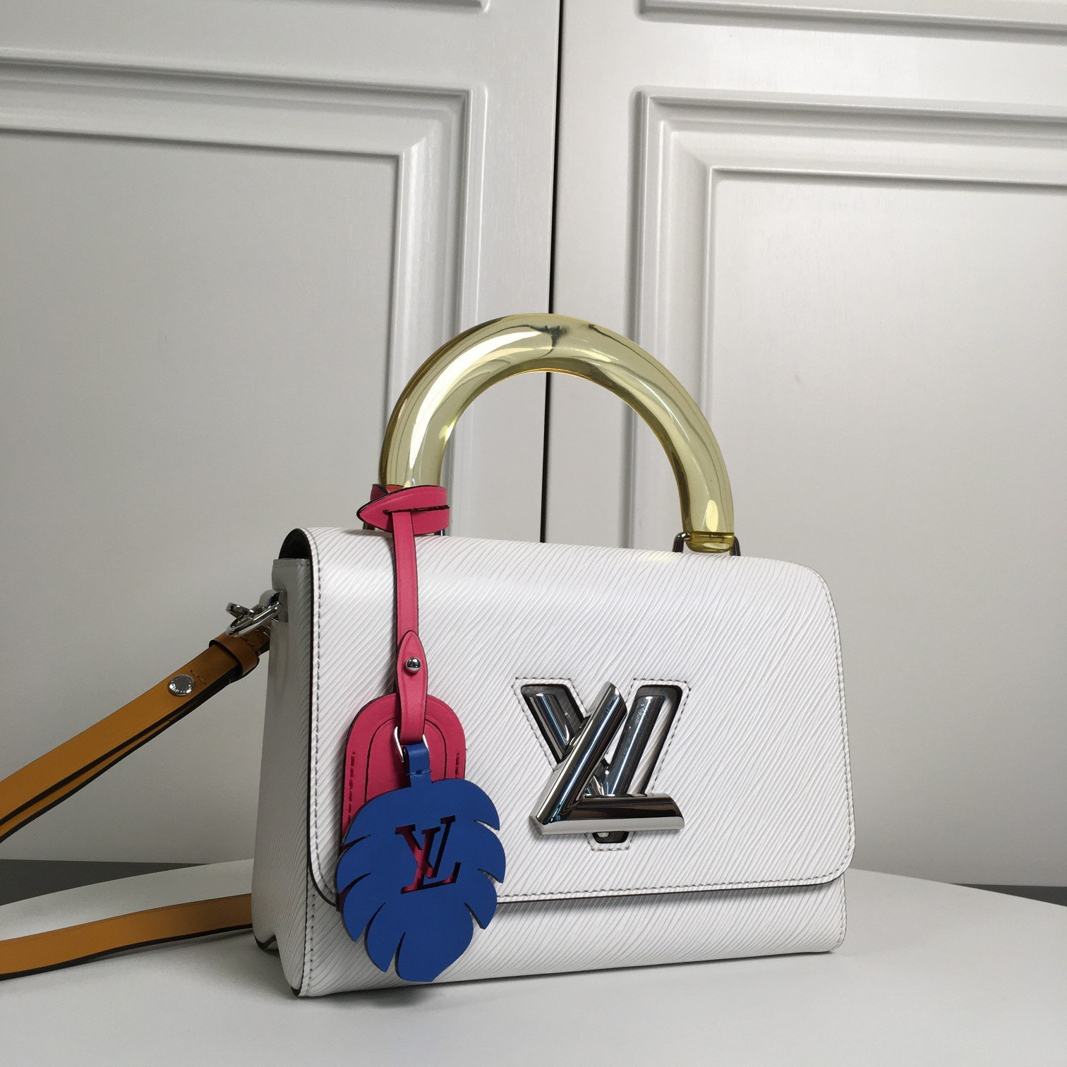Louis Vuitton Twist Medium Handbag in White Epi Leather