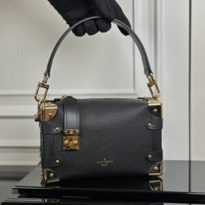 Side Trunk Small Handbag in Black with Gold Hardware