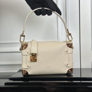 Louis Vuitton Side Trunk Mini Handbag, White with Gold-Tone Hardware