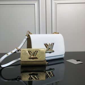 Louis Vuitton Twist Two-Piece Twin Bag in White Wave-Pattern Calfskin