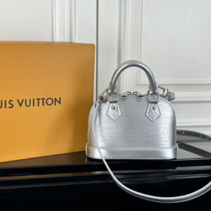 Louis Vuitton Nano Alma Crossbody Bag in Silver Epi Leather