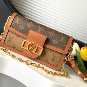 Louis Vuitton Dauphine East West Handbag in Monogram and Monogram Reverse Canvas