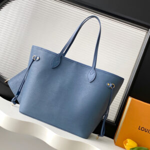 Neverfull MM Tote Bag with Denim-Blue Trim