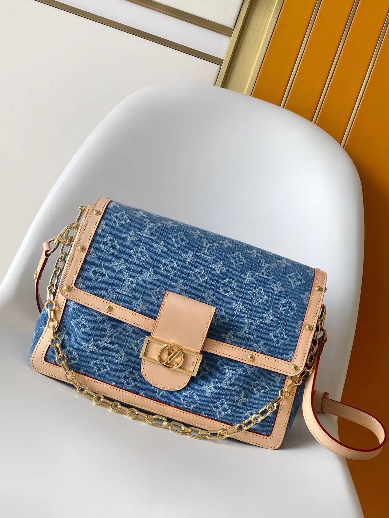 Louis Vuitton x TM Dauphine Soft Large Denim Shoulder Bag