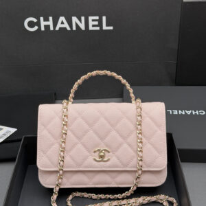 26C Series WOC Pink Caviar Leather Chain Bag