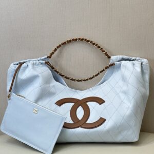 Chanel Coco Beach 2026 White Denim Tote Bag