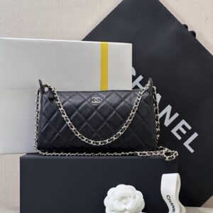 CHANEL Lambskin Quilted Double-Chain Shoulder Bag