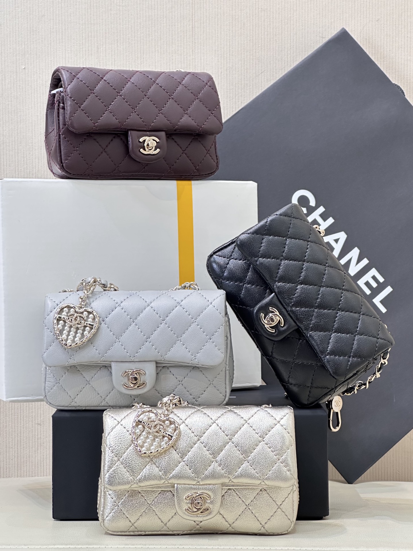 Chanel 25A Super Mini Classic Flap Bag Charm in Lambskin