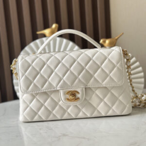 Kelly-Style Handbag, 25 cm, Black with Gold Hardware