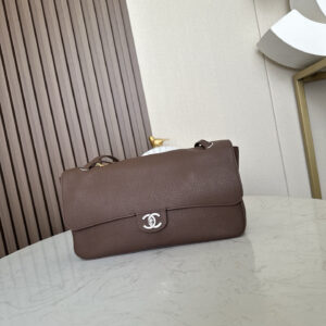 CHANEL Elephant Gray Silver-Tone Hardware Maxi Flap Bag