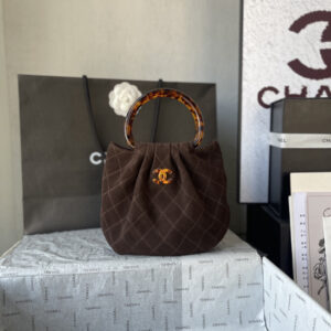 CHANEL 26C AS6022 Velvet Leather Bucket Handbag