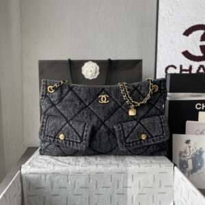 Chanel AS5740 Denim Shopping Tote Bag