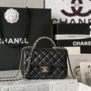 Chanel 23A CF Mini Top Handle Bag with Crystal Handle