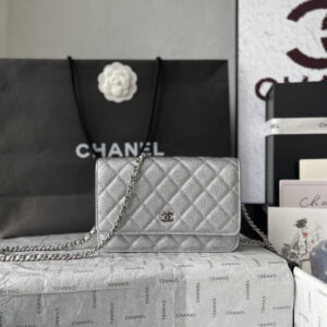 Chanel CF WOC Black Caviar Leather Chain Wallet Bag