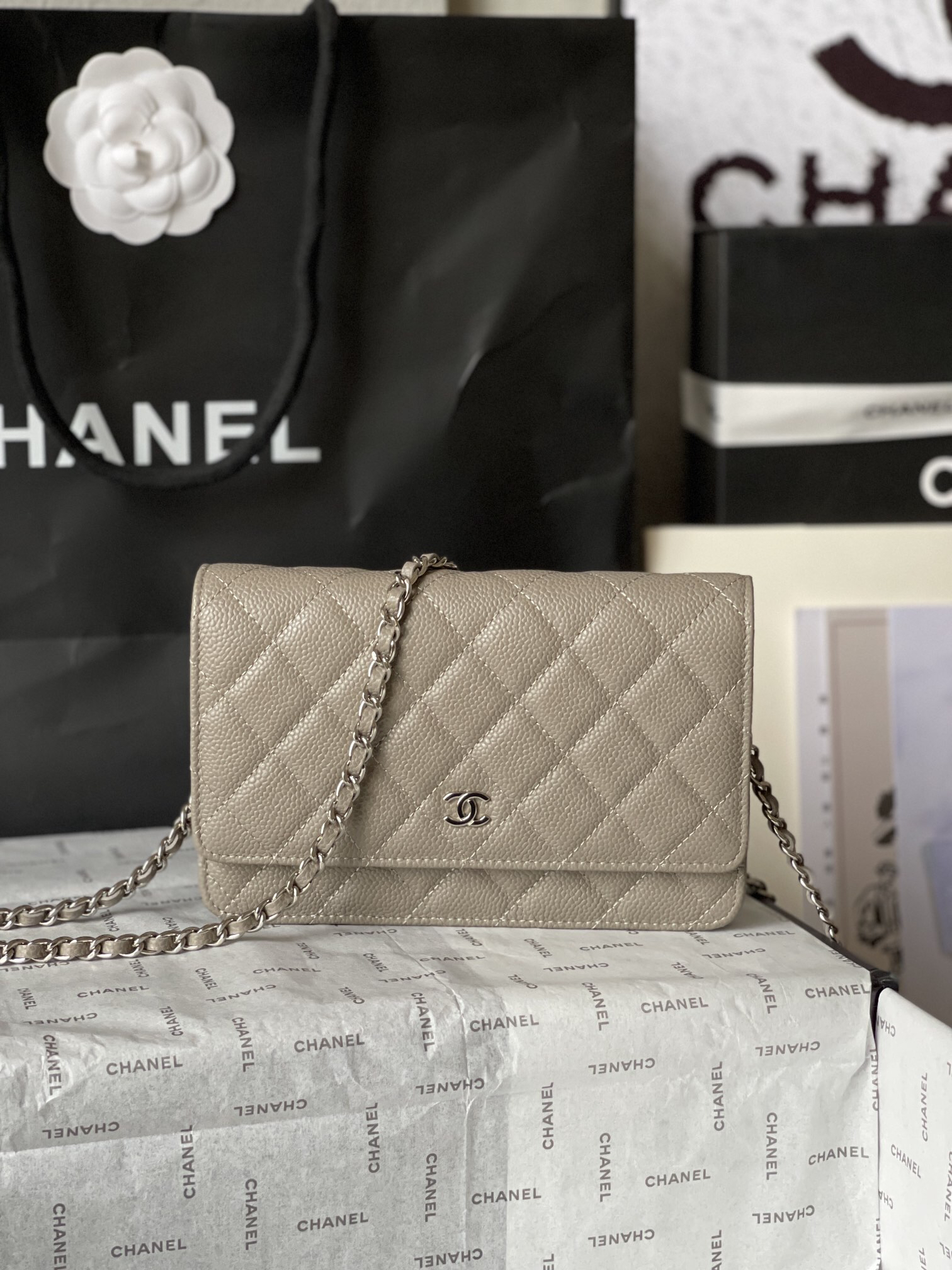 Chanel CF WOC Black Caviar Leather Chain Bag