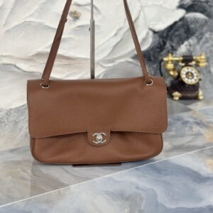 Chanel 26S Maxi Flap Bag in Brown with Silver Hardware