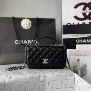 Chanel 25C Lambskin Shoulder Bag with Rhinestone Double-C Clasp