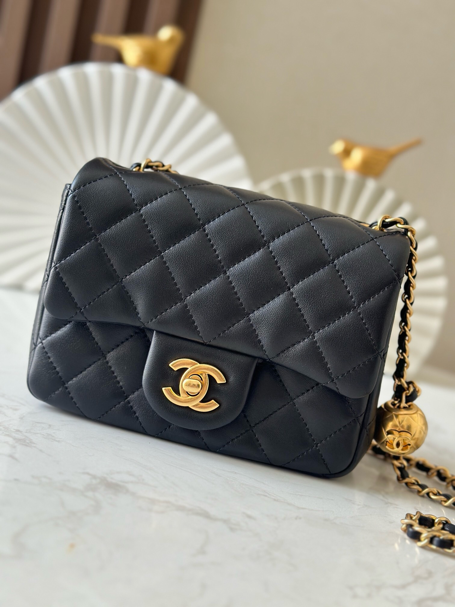 Chanel Mini Flap Bag with Gold Ball Chain