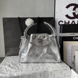 Chanel Hobo Shoulder Bag with Diamond Quilting and Vintage Gold-Tone Hardware